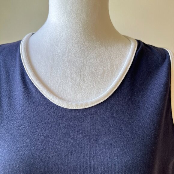 😎🌞Jessica Dress - Navy Blue Sleeveless with White Beach Print | Vacation Ready - Picture 2 of 12